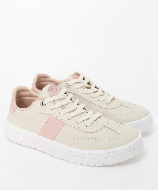Tênis Casual Feminino Recorte Moleca Rosa