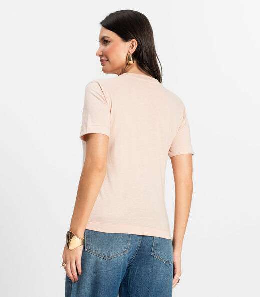 T- shirt Feminino em Meia Malha Rovitex Rosa