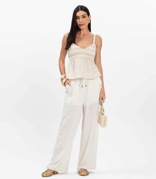 Blusa Feminina De Alça Regulável Decote V Toda Nua Bege