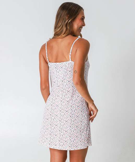 Camisola Flores Canelada Alças Finas Marisa Off White