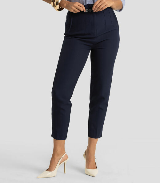 Calça Feminina Com Cinto Alfaiataria Dianna Azul