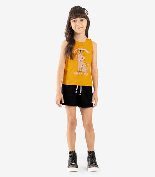 Regata Infantil Meia Malha Rovi Kids Amarelo