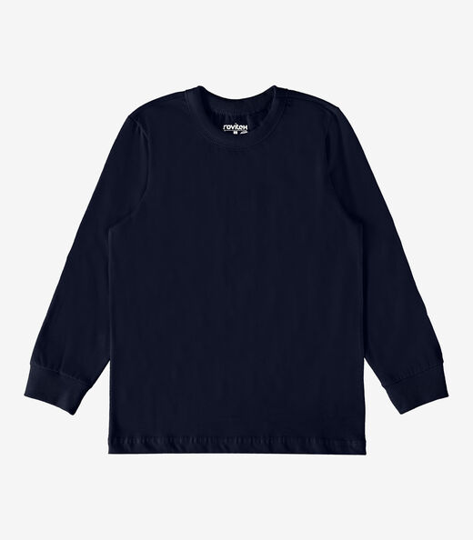 Camiseta Manga Longa Básica Rovitex Kids Azul
