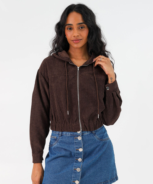 Image_Casaco Feminino Cropped Cotelê Marisa Marrom