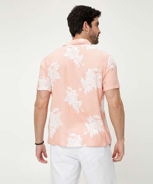 Camisa Masculina Estampa Folhas Manga Curta MR