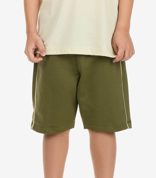 Conjunto Camiseta com Bermuda Masculino Rovi Kids Bege