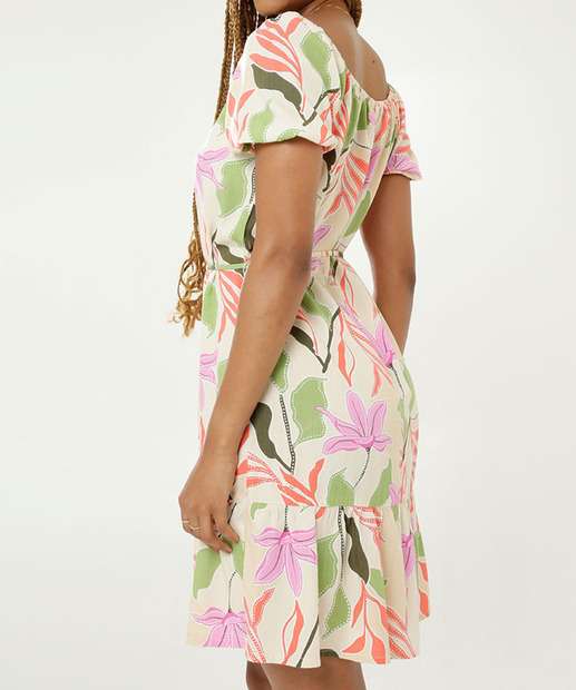 Vestido Feminino Ciganinha Estampado Manga Curta Marisa