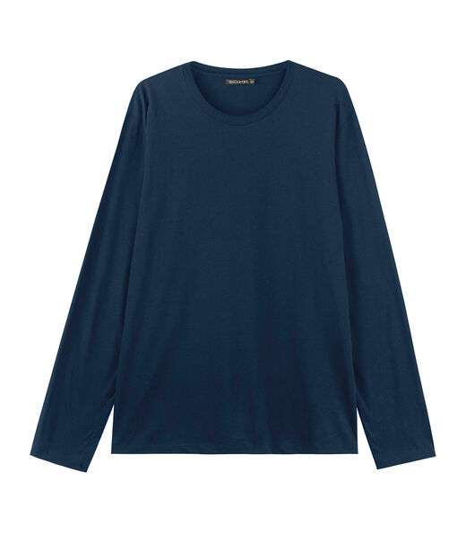 Camiseta Manga Longa Meia Malha Diametro Azul