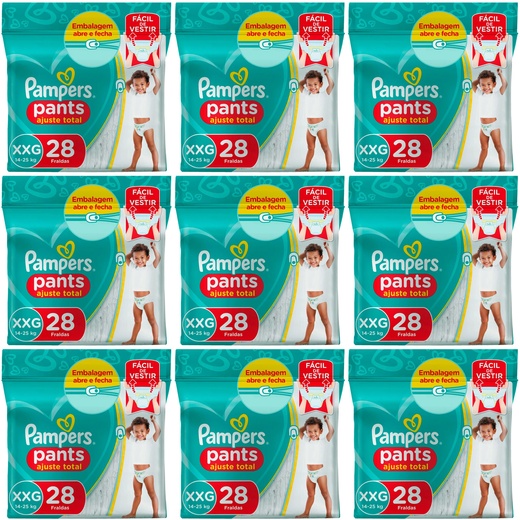 Image_Kit 9 Fraldas Confortsec Pants ”Xxg” Pampers Simples c/28 Unidades cada