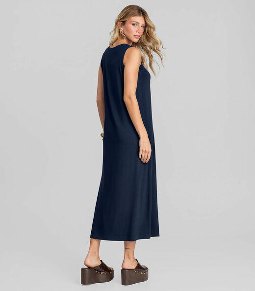 Vestido Midi Feminino em Malha Visco Dianna Azul