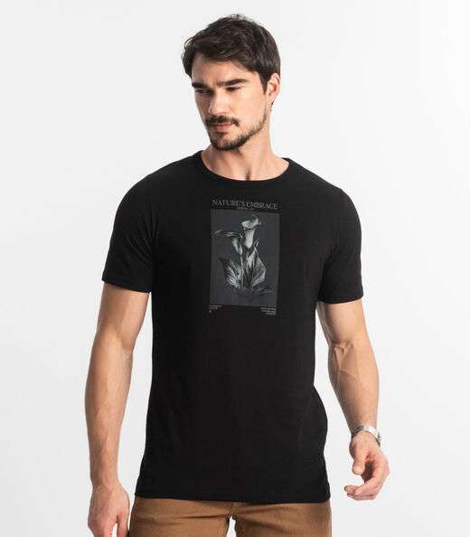 Camiseta Masculina Meia Malha Diametro Preto