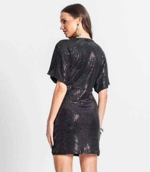 Vestido Feminino Em Lantejoulas Endless Preto