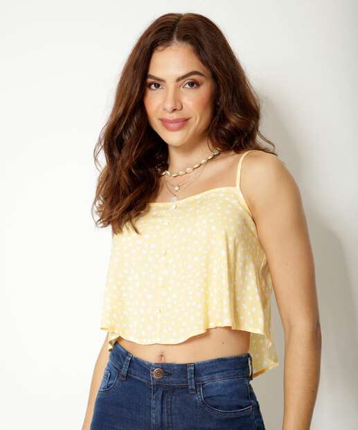 Blusa Cropped Regata Feminina Poá Marisa