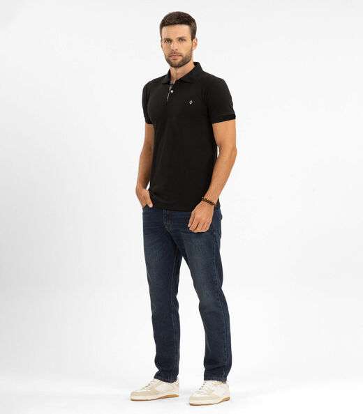 Polo Masculina Básica Diametro Preto