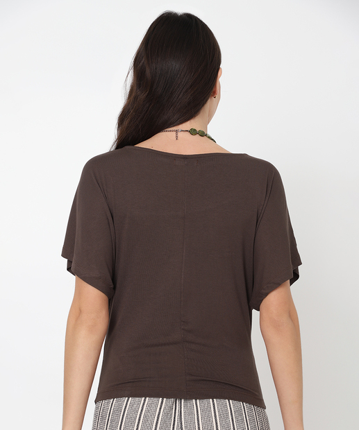 Blusa Feminina Manga Curta Marisa Marrom