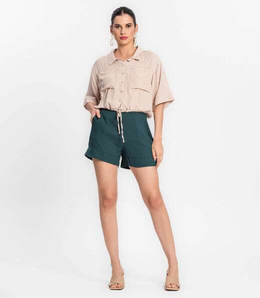 Camisa Feminina Com Bolso Endless Bege