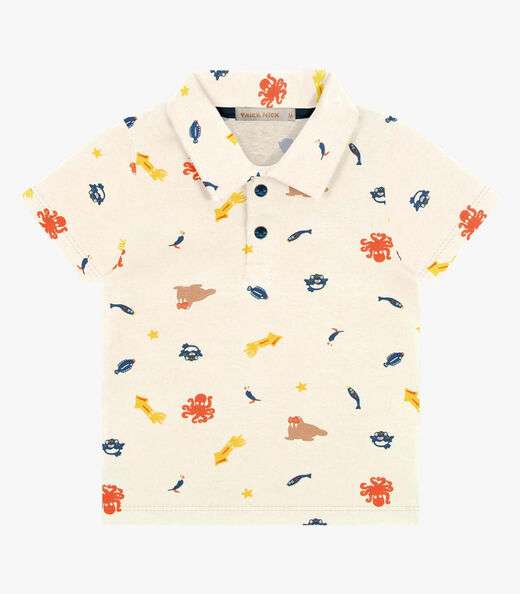 Camisa Polo Infantil Trick Nick Bege