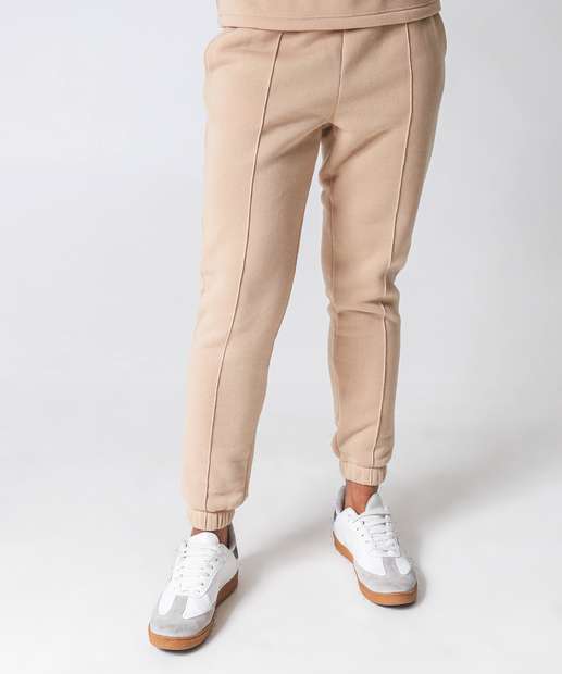 Blusão Feminino Moletom Flanelado Marisa Bege