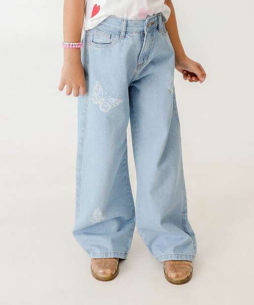 Calça Jeans Wide Leg Infantil Marisa Tam 4 a 10