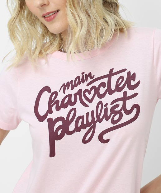 Camiseta Feminina Estampada Marisa Rosa