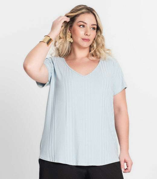 Blusa Feminina Plus Size da Infinita Cor Azul
