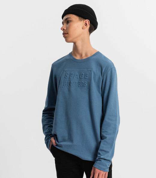 Camiseta Juvenil Masculina Manga Longa Minty Azul