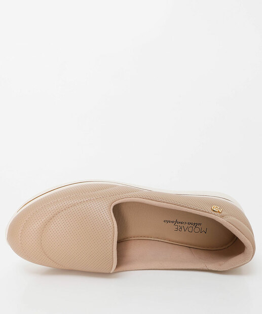 Tênis Casual Slip On Feminino Modare Bege