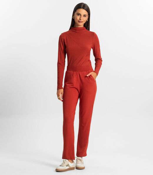 Calça Feminina Em Molecotton Rovitex Vermelho