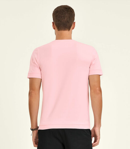 Camiseta Masculina Manga Curta Meia Malha Diametro Rosa