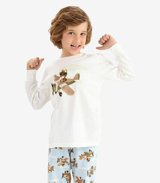 Pijama em Meia Malha Rovi Kids Bege