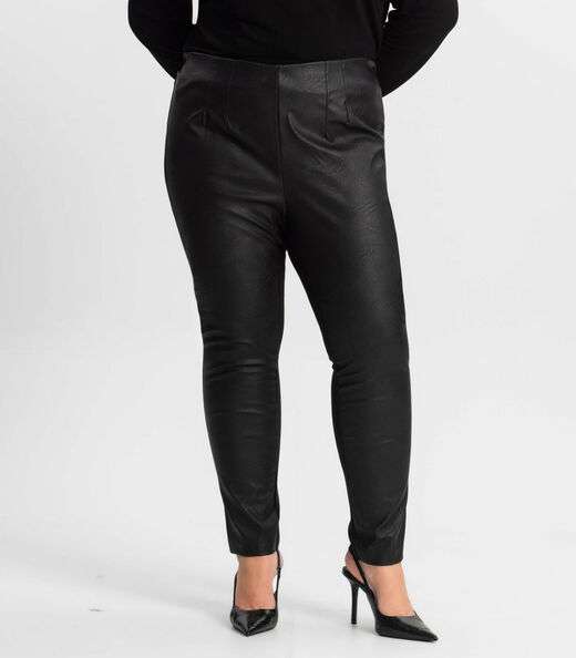 Legging Feminina Plus Size Em Courino Secret Glam Preto