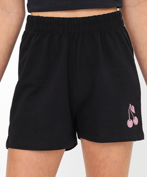 Short Juvenil College Cereja Marisa Tam 10 a 16 Preto