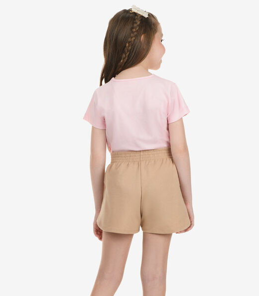 Conjunto Blusa com Shorts Meia Malha Rovi Kids Rosa