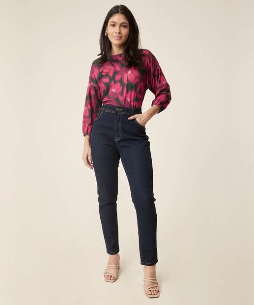 Calça Jeans Cigarrete Feminina Cintura Alta