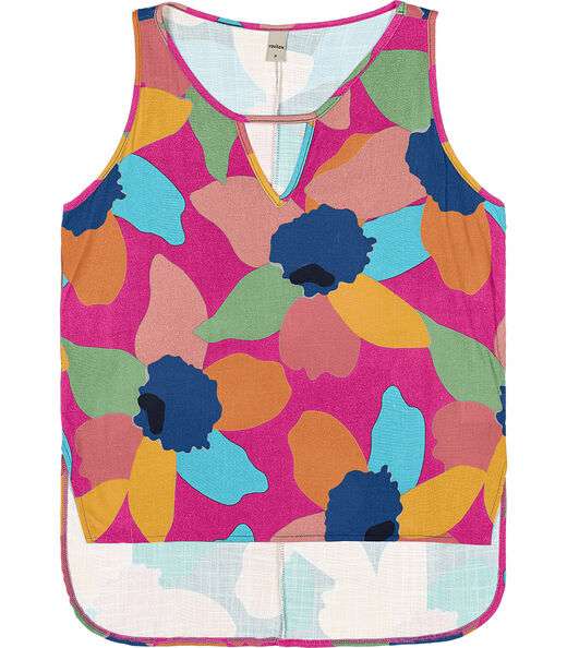 Regata Feminina Flores Assimétrica Rovitex Rosa