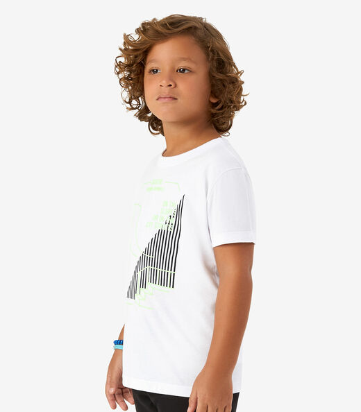 Camiseta Infantil Menino Meia Malha Rovi Kids Branco