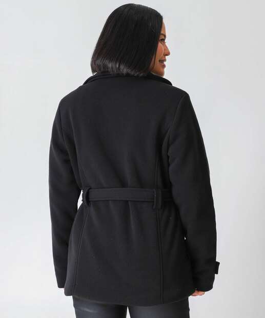 Casaco Feminino Trench Coat Moletom Marisa Preto