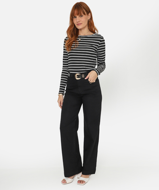 Image_Calça Feminina Sarja Wide Leg Sawary Preto