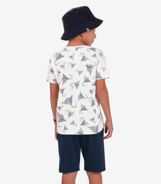 Conjuto Menino Trick Nick Camiseta Com Bermuda Bege