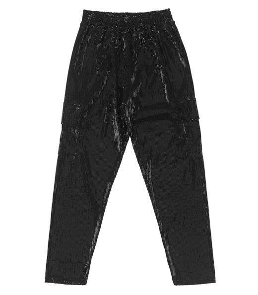 Calça Reta Juvenil Em Paetê Minty Preto