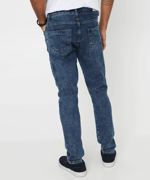 Calça Masculina Jeans Slim Bolsos Gangster Azul