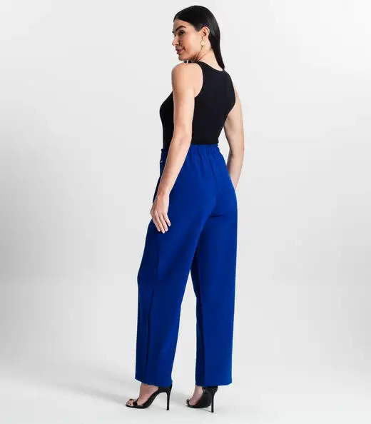 Calça De Viscose Rajada Feminina Endless Azul