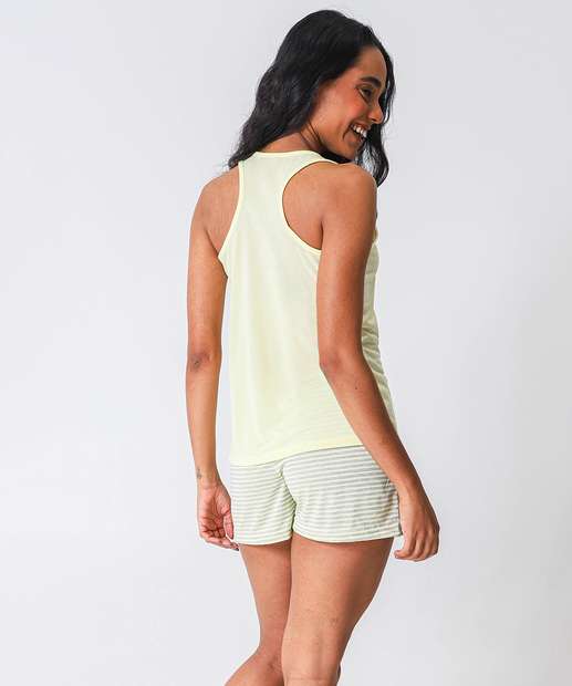 Pijama Feminino Nadador Estampado Marisa Amarelo