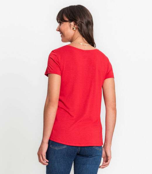 Blusa Feminina Viscotorcion Com Bolso Rovitex Vermelho