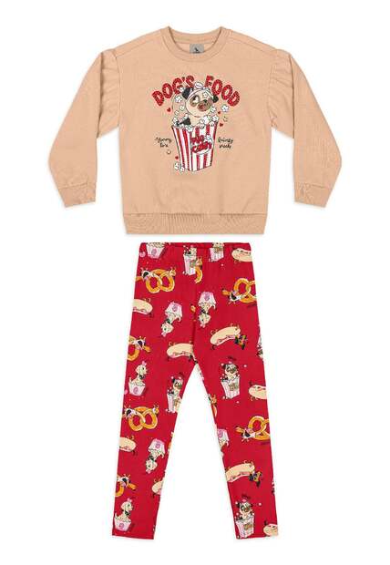 Conjunto Dog's Food Blusão Legging Quimby Azul