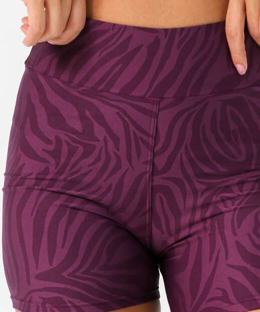 Bermuda Feminina Fitness Animal Print Marisa Roxo