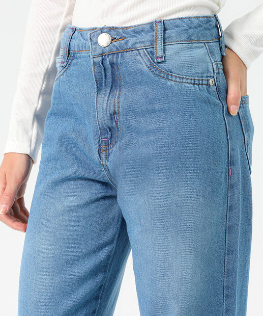 Calça Juvenil Jeans Wide Leg Tam 10 a 16 Azul