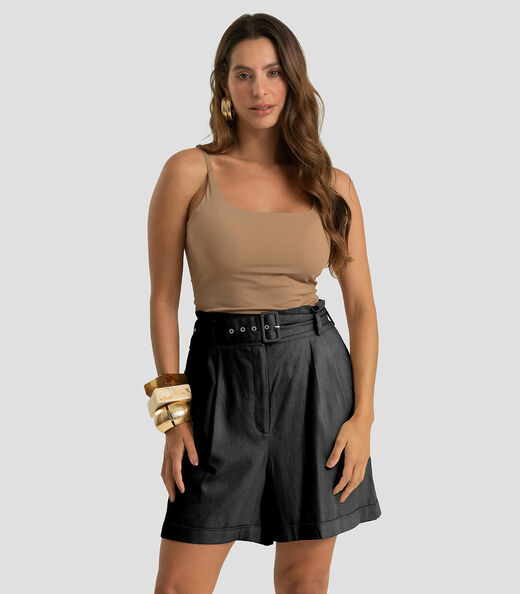 Image_Shorts Feminino Com Cinto Viscolinho Dianna Preto