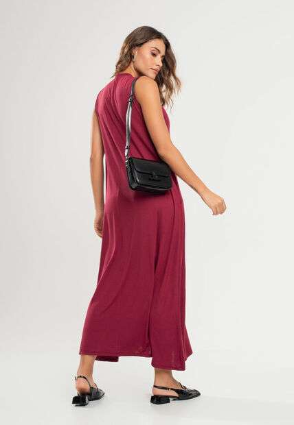 Vestido Longo Regata Com Bolsos Vinho Salvatore