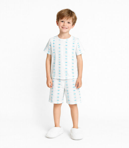 Pijama Infantil Masculino Blusa E Bermuda RoviKids Bege